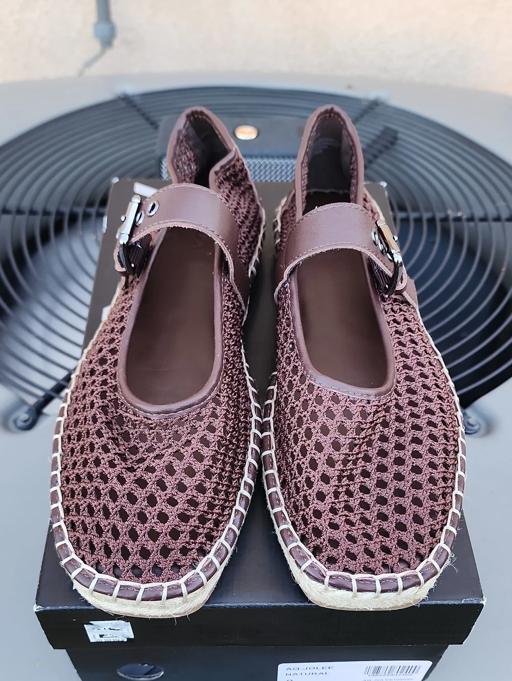 New Aqua AQ-Jolee Mary Jane Espadrille Flats in Brown, Sz. 9